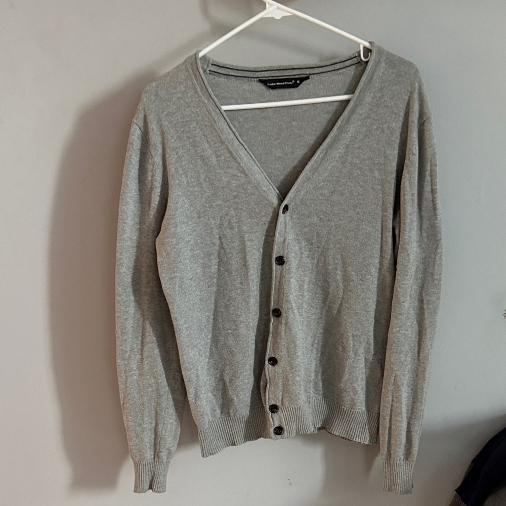 Gray Men's Small Cardigan Button Down Sweater